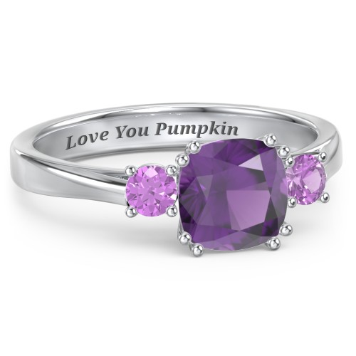 3 Stone Cushion Cut Duchess Ring