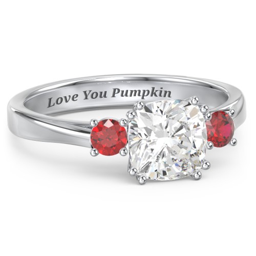 3 Stone Cushion Cut Duchess Ring