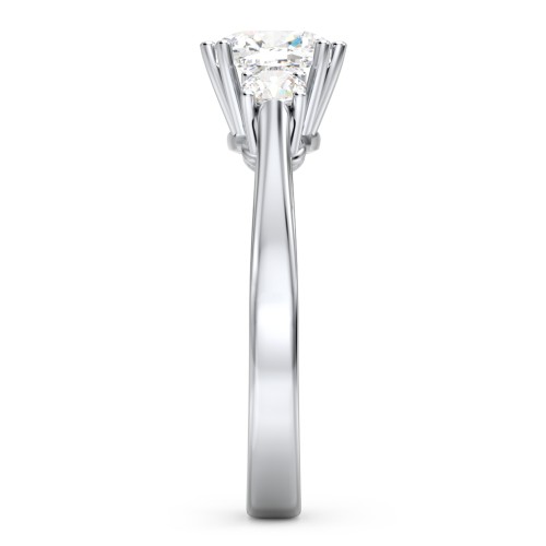 3 Stone Cushion Cut Duchess Ring – Sterling Silver with White Premium Zirconia and Cubic Zirconia