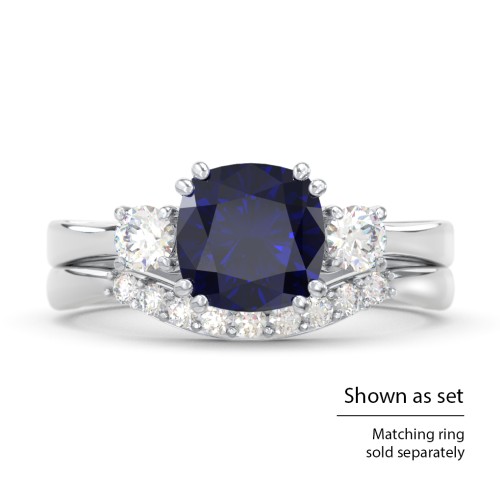3 Stone Cushion Cut Duchess Ring – 9kt Yellow Gold with White Premium Zirconia and Cubic Zirconia