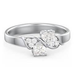 Heart of Hearts with Accent Stones Ring – Sterling Silver with Cubic Zirconia and White Premium Zirconia