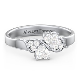 Heart of Hearts with Accent Stones Ring in 925 Sterling Silver with Diamond