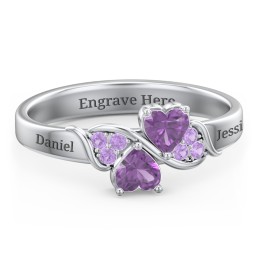 Heart of Hearts with Accent Stones Ring in 925 Sterling Silver with Amethyst and Amethyst Premium Zirconia