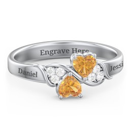 Heart of Hearts with Accent Stones Ring in 925 Sterling Silver with Citrine and White Premium Zirconia