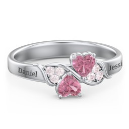 Heart of Hearts with Accent Stones Ring in 925 Sterling Silver with Pink Tourmaline and Fancy Pink Premium Zirconia