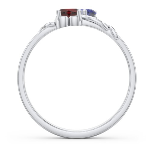 Heart of Hearts with Accent Stones Ring – Sterling Silver with Blue Sapphire, Garnet, and Fancy Blue Premium Zirconia