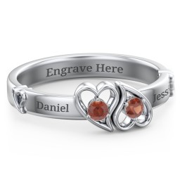 Shape of My Heart Ring in 925 Sterling Silver with Garnet