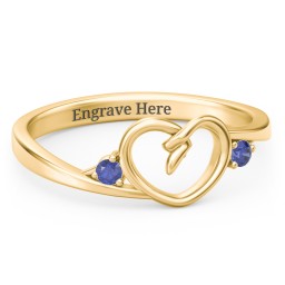 Hearts Entwined Pinky Promise Ring in 18K Gold Plated Silver with Blue Sapphire