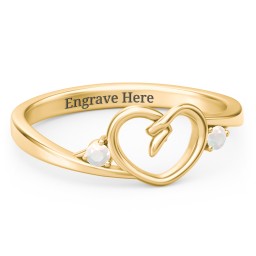 Hearts Entwined Pinky Promise Ring in 18K Gold Plated Silver with Opal