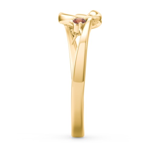Hearts Entwined Pinky Promise Ring – 18K Gold Plated Silver with Garnet