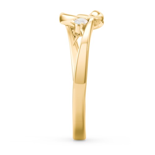 Hearts Entwined Pinky Promise Ring – 18K Gold Plated Silver with Opal