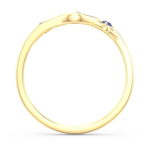 Hearts Entwined Pinky Promise Ring – 18K Gold Plated Silver with Blue Sapphire