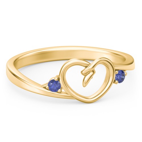 Hearts Entwined Pinky Promise Ring – 18K Gold Plated Silver with Blue Sapphire