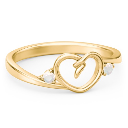 Hearts Entwined Pinky Promise Ring – 18K Gold Plated Silver with Opal