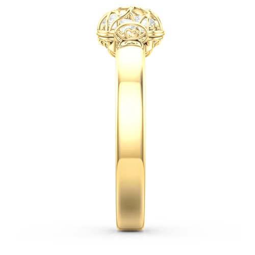 Adorable Bow Cage Ring – 9kt Yellow Gold with Cubic Zirconia