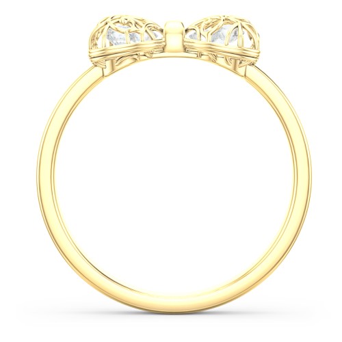 Adorable Bow Cage Ring – 9kt Yellow Gold with Cubic Zirconia
