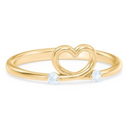 Two in Love Ring in 18K Gold Plated Silver with Aquamarine