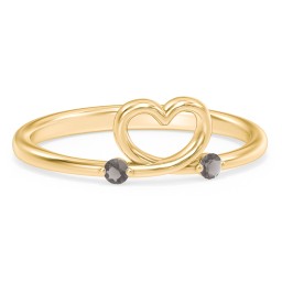Two in Love Ring in 18K Gold Plated Silver with Smokey Quartz