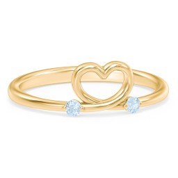 Two in Love Ring in 18K Gold Plated Silver with Blue Topaz
