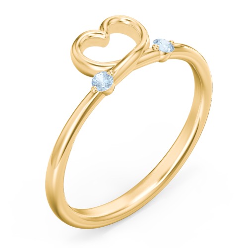 Two in Love Ring – 18K Gold Plated Silver with Blue Topaz