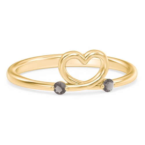 Two in Love Ring – 18K Gold Plated Silver with Smokey Quartz