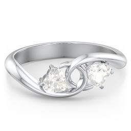 Two of Hearts Pinky Promise Ring in 925 Sterling Silver