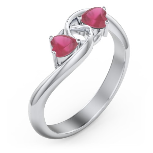 Two of Hearts Pinky Promise Ring – Sterling Silver with Ruby