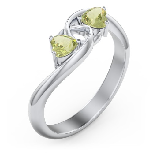 Two of Hearts Pinky Promise Ring – Sterling Silver with Peridot