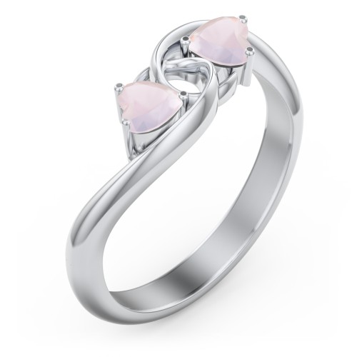 Two of Hearts Pinky Promise Ring – Sterling Silver with Opal