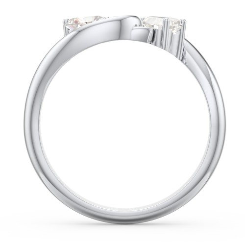 Two of Hearts Pinky Promise Ring – Sterling Silver with Cubic Zirconia