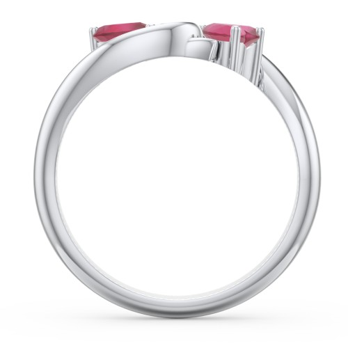 Two of Hearts Pinky Promise Ring – Sterling Silver with Ruby