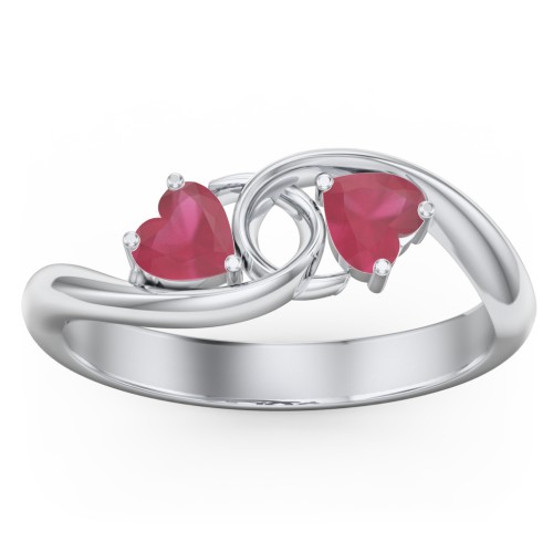 Two of Hearts Pinky Promise Ring – Sterling Silver with Ruby