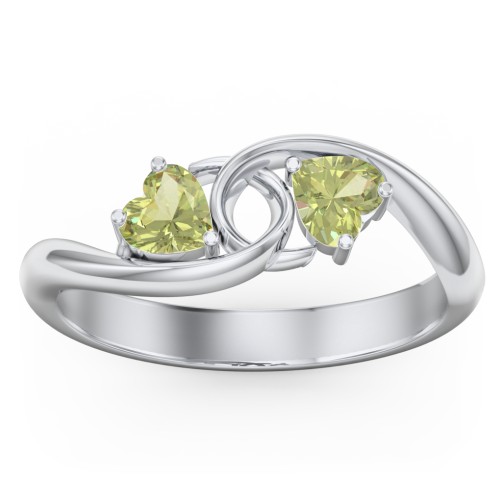 Two of Hearts Pinky Promise Ring – Sterling Silver with Peridot