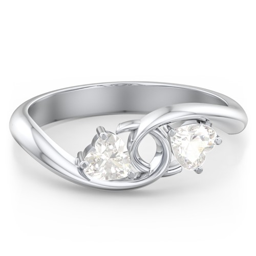 Two of Hearts Pinky Promise Ring – Sterling Silver with Cubic Zirconia