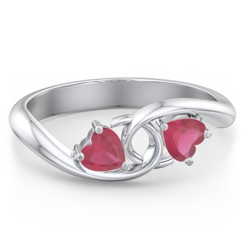 Two of Hearts Pinky Promise Ring – Sterling Silver with Ruby