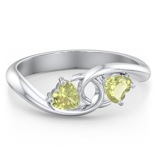 Two of Hearts Pinky Promise Ring – Sterling Silver with Peridot