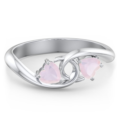 Two of Hearts Pinky Promise Ring – Sterling Silver with Opal