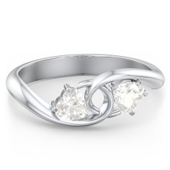 Two of Hearts Pinky Promise Ring – 9kt Yellow Gold with Cubic Zirconia