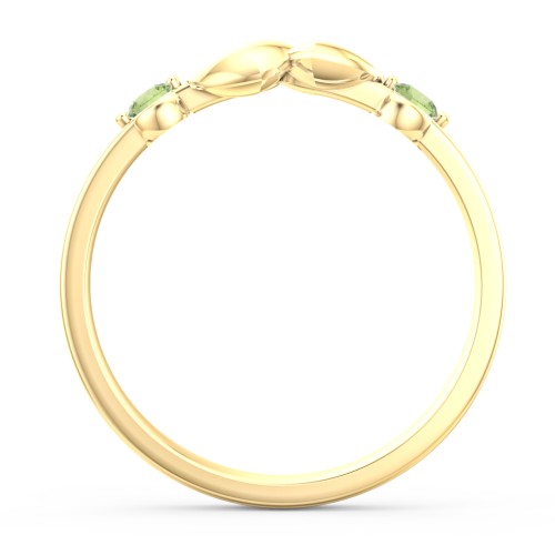Heart-to-Heart Ring with Accent Stones – 18K Gold Plated Silver with Peridot