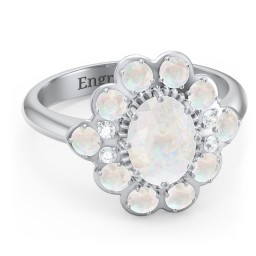Princess in Love Ring in 925 Sterling Silver with Opal and White Premium Zirconia