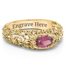 Vintage Graduation Ring in 18K Gold Plated Silver with Pink Tourmaline