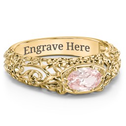 Vintage Graduation Ring in 18K Gold Plated Silver with Morganite