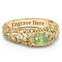 Vintage Graduation Ring in 18K Gold Plated Silver with Peridot