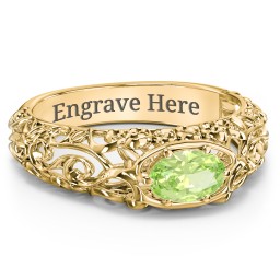Vintage Graduation Ring in 18K Gold Plated Silver with Peridot