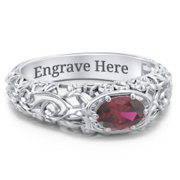 Vintage Graduation Ring in 925 Sterling Silver with Ruby