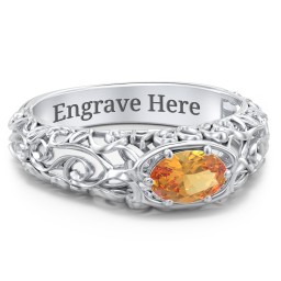 Vintage Graduation Ring in 925 Sterling Silver with Citrine