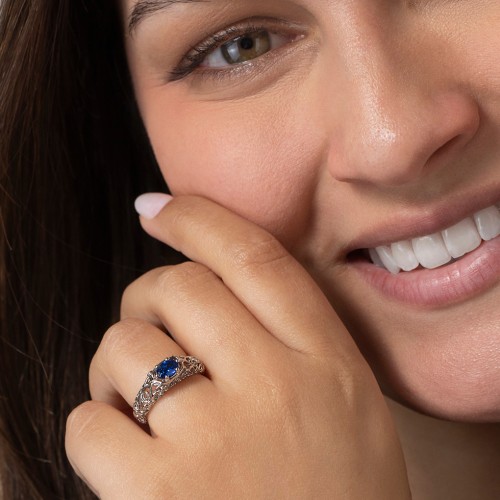 Vintage Graduation Ring – Sterling Silver with Blue Sapphire