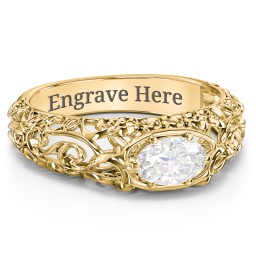 Vintage Graduation Ring in 9K Solid Yellow Gold with White Sapphire