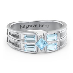 Surrounded by Love Mother's Ring in 925 Sterling Silver with Blue Topaz