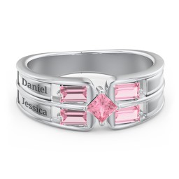 Surrounded by Love Mother's Ring in 925 Sterling Silver with Pink Tourmaline